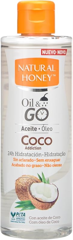 , Óleo & Gás Coco Addiction, Óleo de Banho Enxaguante com Óleo de Coco, 24H de Hidratação com Aroma Tropical, Rápida Absorção, Final Não Gorduroso, Nutritivo e Revitalizante, 250 ml