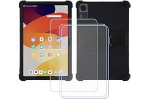 BMPNLSZ TPU Cover for Lenovo Idea Tab Plus + 3 HD Tempered Glass, Silicone Shell Bumper Protective Back Case - 9 Hardness Ant