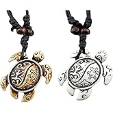 Handmade Hawaiian Turtle Shark Teeth Adjustable Wax Rope Chain Vintage Necklace Couple Friendship Summer Beach Surfer Bohemian Lucky Protection Jewelry for Men Women