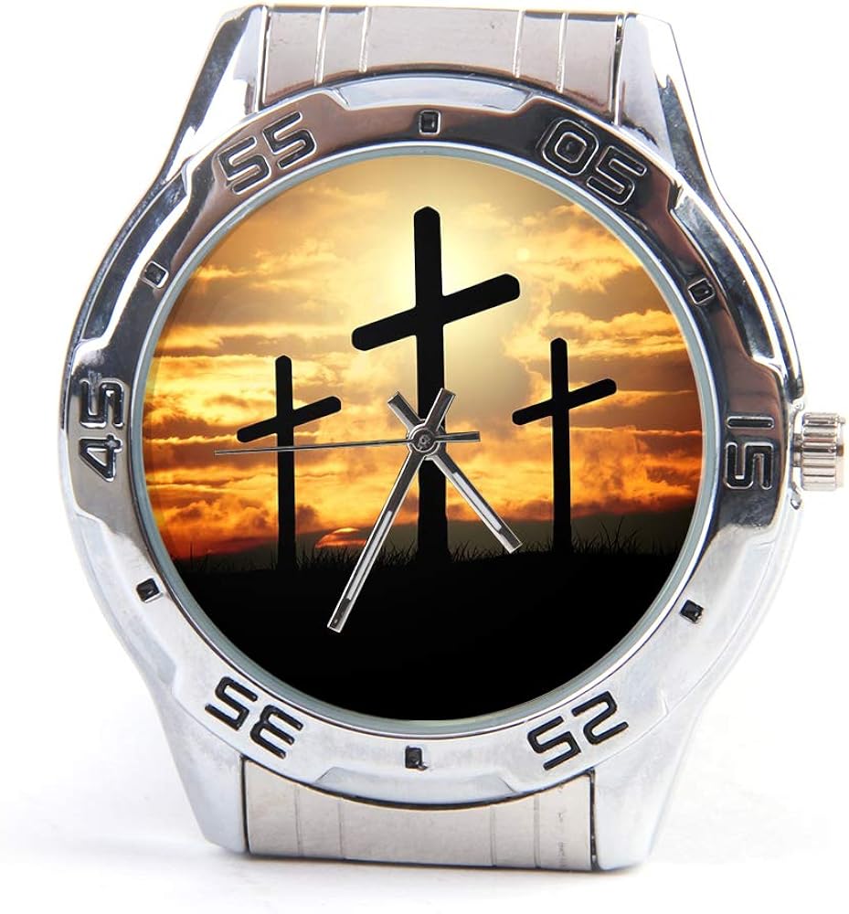 Three Cross Watches for Men Stainless Steel Wrist Watch