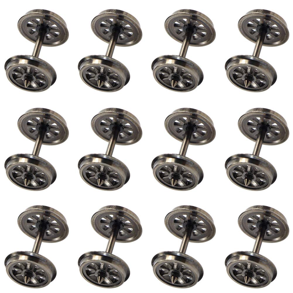 Evemodel HP1487 12pcs HO Scale 36'' Metal Wheels for Model Trains 1:87 DC Wheels set Railway Layout & Couplings Accessory