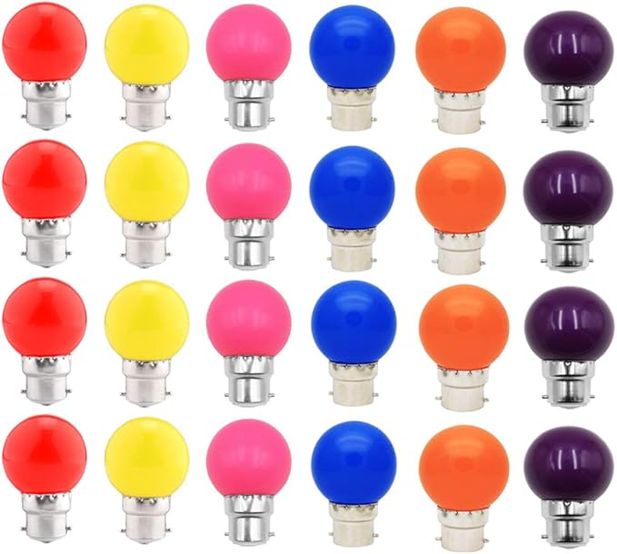 20x B22 Cap LED Coloured Light Bulb Mini Globe Golfball Bulbs