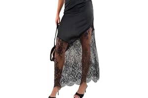 2026 New Women Lace Patchwork Skirts High Waist, Elegant Maxi Boho Party Lace Trim Patchwork Skirt