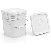Square Pail - 4 Gallon, White with Matching lid