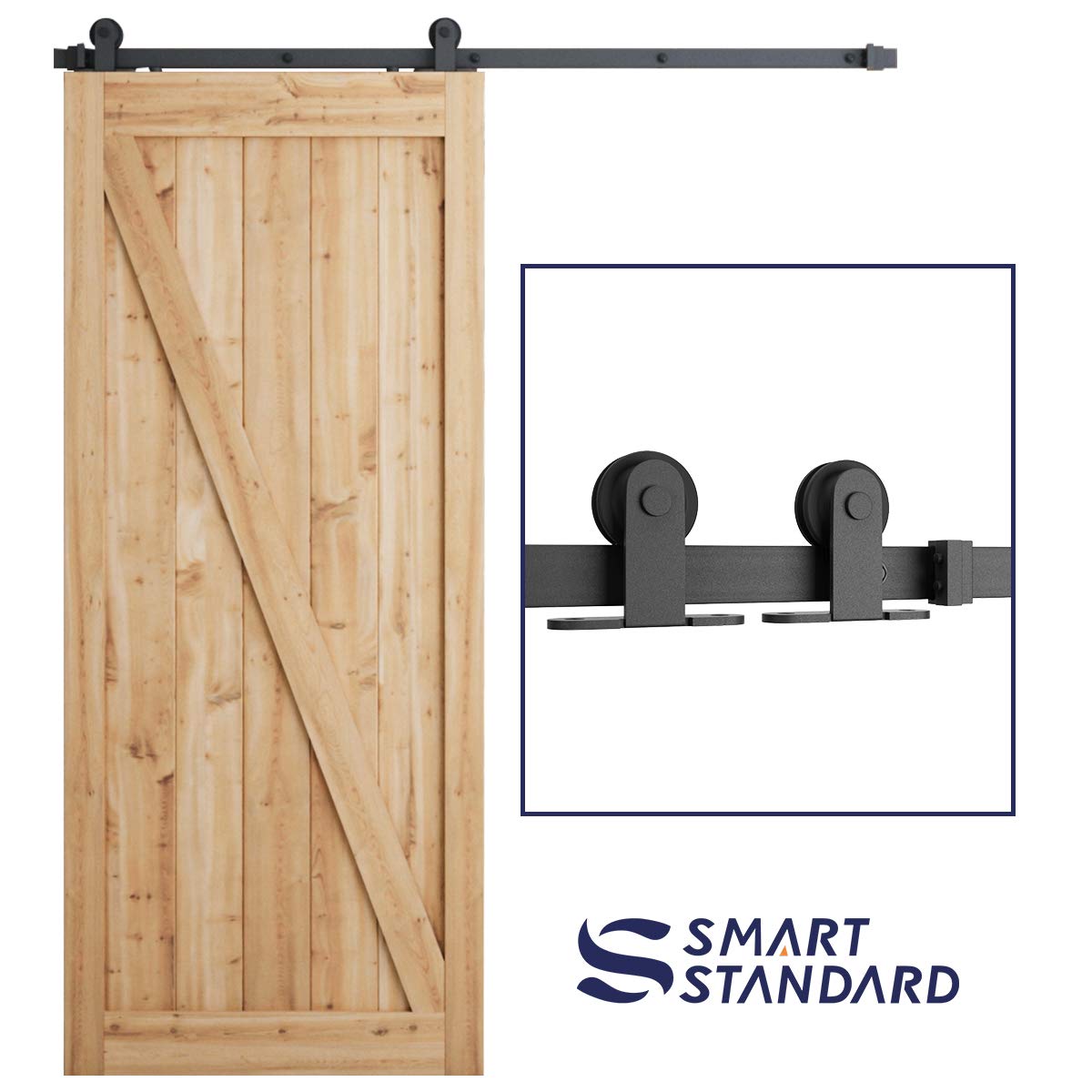 6ft heavy duty sturdy sliding barn door hardware kit - super smoothly and quietly - simple and easy to install - includes step-by-step instruction -fit 36'' wide door panel(t shape)