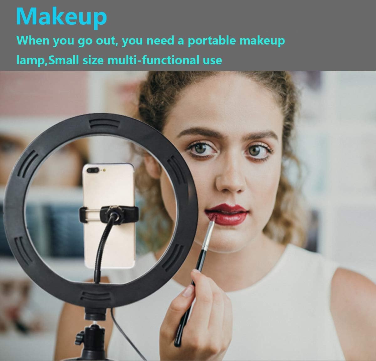 10″ LED Ring Light with Flexible Phone Holder & Tripod Stander, Desk