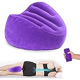 Knee Pillow for Side Sleepers, Leg Pillow for Side Sleeping Velvet Soft Fabric, Inflatable Travel Pillow for Thigh Sleep Supp