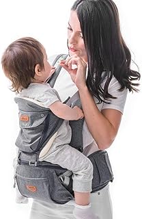 SUNVENO Babytrage Ergonomisch,Baby Carrier mit Abnehmbarer Kapuze, Hüftsitz baby mit Speicheltuch, 3in1 Babybauchtragen für Baby 0-36 Monate, Babyrückentragen 0-20Kg, Grau