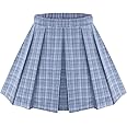 RITERA Plus Size Basic Versatile Stretchy Elastic Waist Flared Casual Mini Skater Skirt/Pleated Plaid Skirt for Women XL-5XL