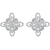 925 Sterling Silver Good Luck Irish Jewelry Celtic Triquetra Trinity Witches Knot Stud Earrings for Women Birthday Gifts