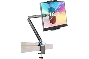 Urmust Portable Monitor Stand 15.6", iPad Stand for Desk, Portable Monitor Holder up to 18.5", Adjustable Desktop Tablet Arm 