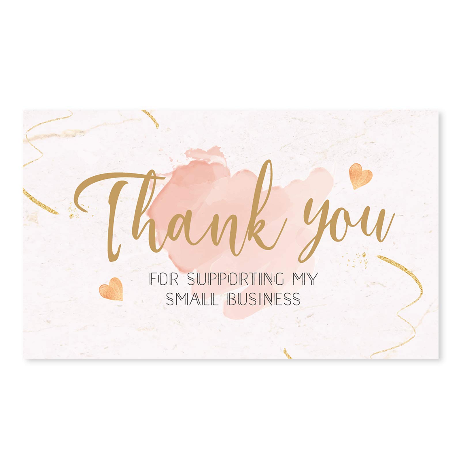 Farinido 120 Thank You For Supporting My Small Business Cards (3.5 x 2 Inches), Blush Pink and Gold Theme Custom Thank You Cards for Online, Retail Store, Handmade Goods, Customer Package Inserts