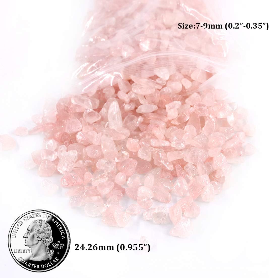 Hilitchi Quartz Stones Tumbled Chips Stone Crushed Crystal Natural Rocks Healing Home Indoor Decorative Gravel Feng Shui Healing Stones (About 1lb(450g)/Bag) (Rose Quartz): Home & Kitchen
