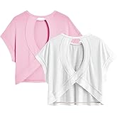 RoseSeek Women's 2 Packs Open Back Tops Criss Cross Cut Out Summer Casual T Shirt Crewneck Short Sleeve Backless Tee