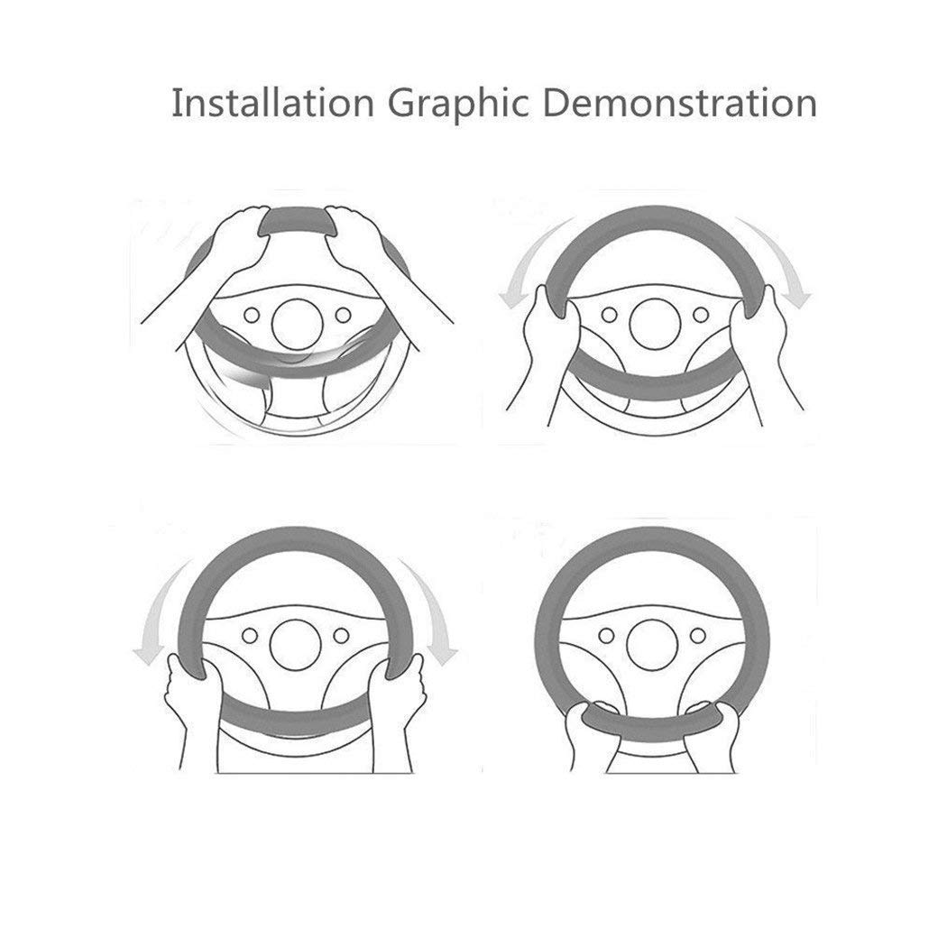 Car Steering Wheel Cover,Diameter 14 inch,PU Leather,for Full Seasons,black and red,Size S