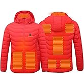 REIOASUD 2026 Heated Hoodie Zip Heated Jacket Multiple Heating Zones Coat with 3 Heating Levels for Men Women Winter Outdoor