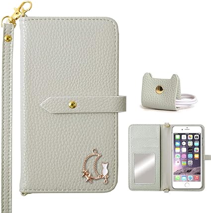Amazon Iphone7 Plus ケース 手帳型 Iphone 7 アイフォン スマホケース グレー 4点セット 白猫 ケース オンライン通販