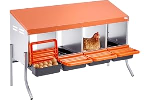 VEVOR Chicken Nesting Boxes, 4 Compartments, with Support Legs, Easy Egg Collection, Galvanized Steel and High-Strength Plast