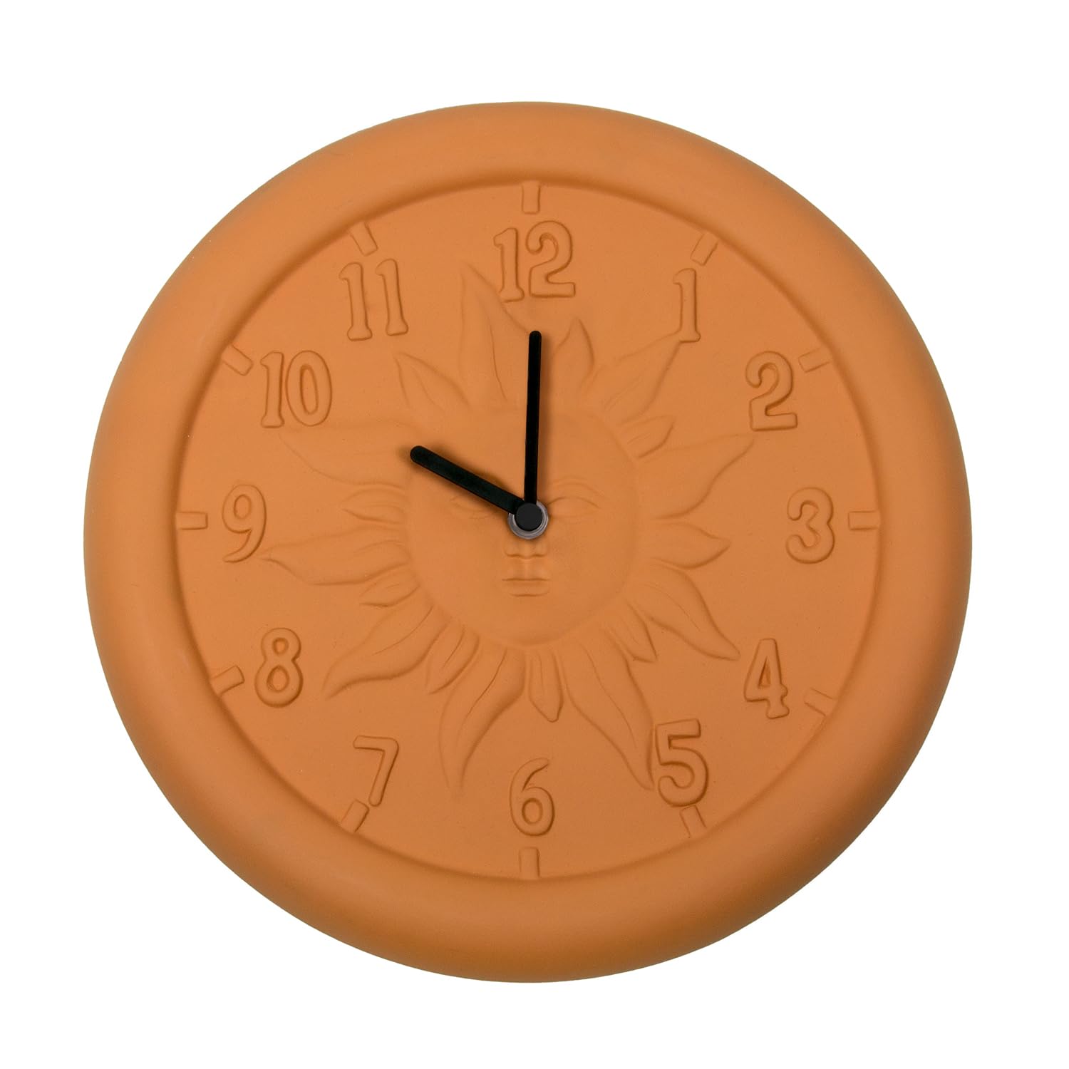 Poolmaster 12" Terra COTA Clock, Terracotta Material, Stoneware, Multicoloured, 12 inches