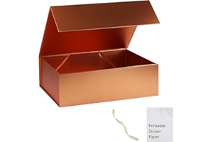 MUMUPACK Rose Gold Gift Box,10x7.3x3.5 Gift Boxes With Lids For Presents Includes Ribbon And Diy Printable Sticker Paper,Bridesmaid Proposal Box,Magnetic Gift Box For Birthday,Wedding,Graduation