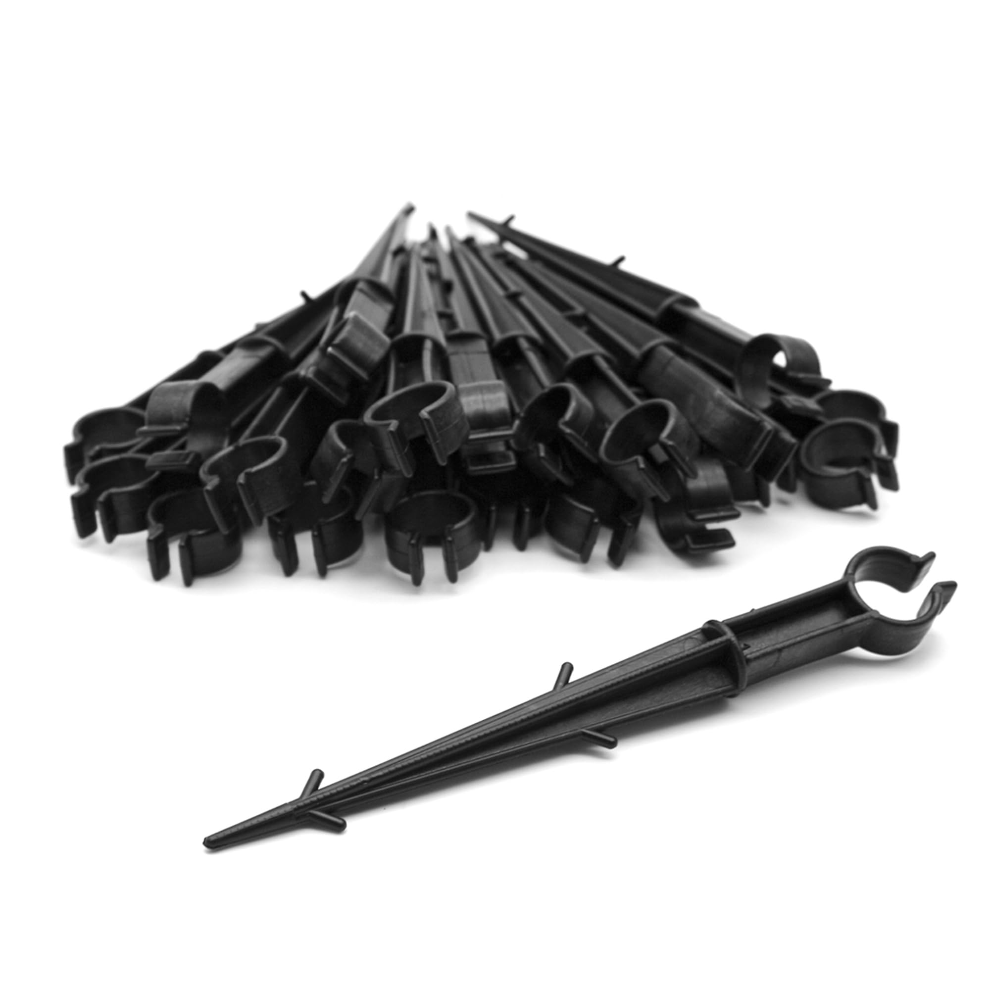 DOJA Barcelona Hose Anchor Irrigation Pegs Pack 50 | U-Shaped 16-20 mm Ø Micro-Drip Hose Stakes for Drip Support and Irrigation Support | Garden Drip Hose Anchor Pegs for Lawn, Vegetable Beds