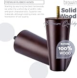 Btowin 6 Inch Solid Wood Furniture Legs 4Pcs Walnut with Threaded M8 Bolts view 2