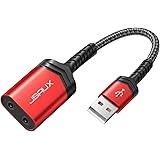 USB Audio Adapter, JSAUX Sound Card USB to 3.5mm Jack Adapter with 3.5mm TRRS Headphone and Microphone Jack External Stereo A