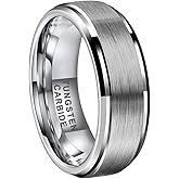 TUTISS 6mm 8mm Tungsten Rings for Men Women Fashion Engagement Wedding Bands Brushed Finish Stepped Beveled Edges Comfort Fit