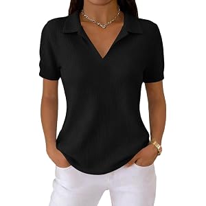 Polo Shirts for Women Golf Button Summer Short Sleeve Tops Lightweight Work Shirt with Collared