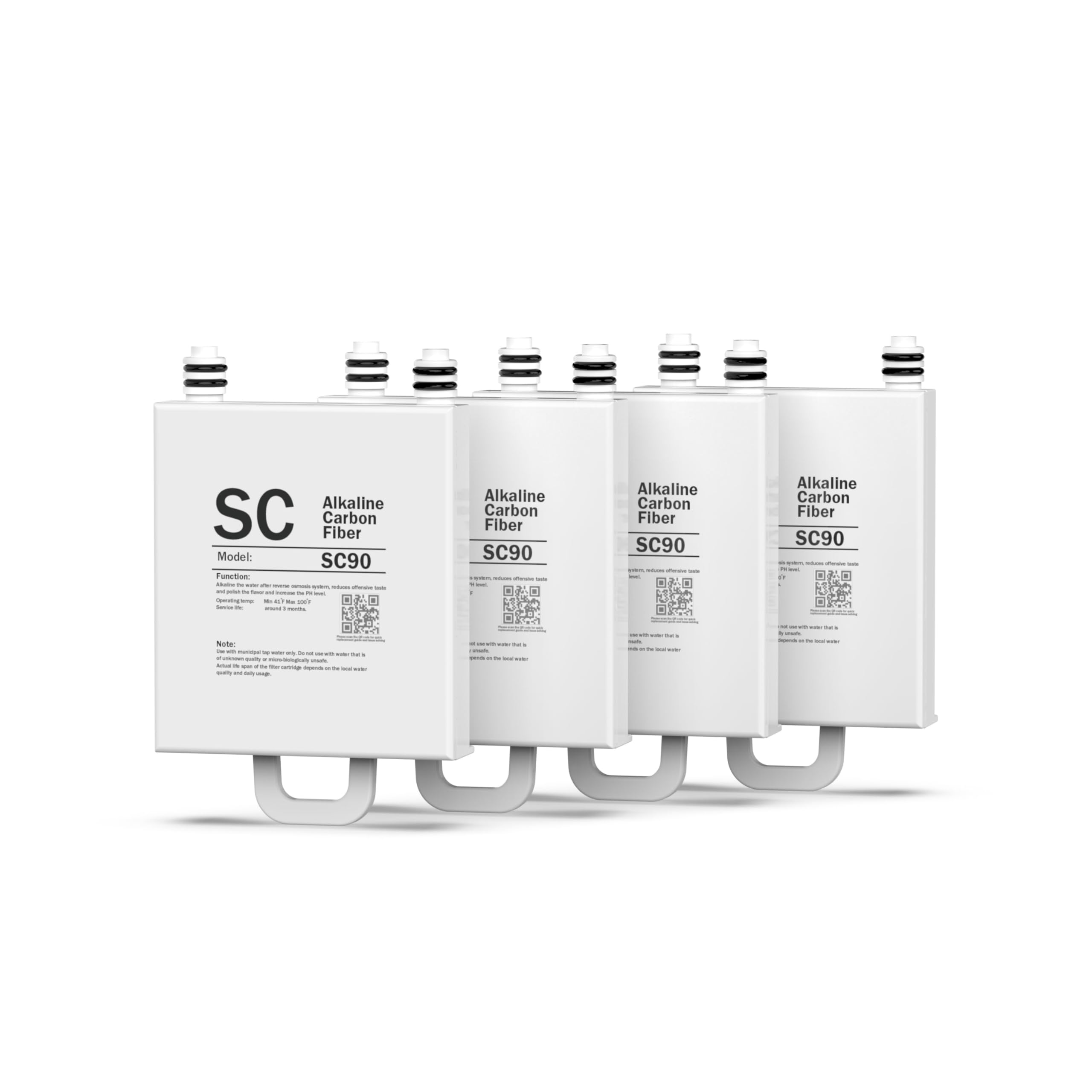 Frizzlife SC90 Replacement Post Filter Cartridge for WB99 Countertop Reverse Osmosis Water Filter System - Alkaline, Pack 4