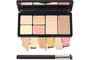 EAKROO 6 Colors Correcting Concealer Palette, Makeup Cream Contour Palette with Brush, Contouring Foundation Highlighting Concealer Palette for Conceals Dark Circles, Redness, Acne, Blemish（B）