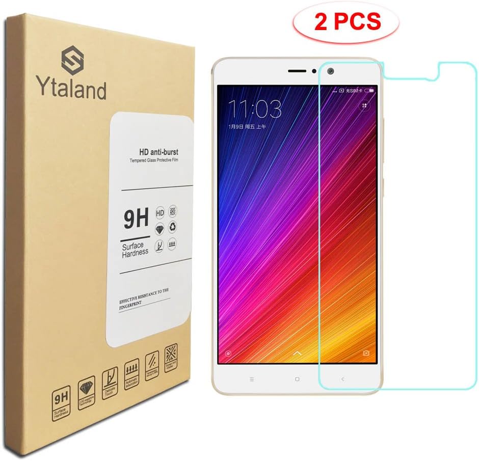 [2 Pack] Xiaomi Mi 5S Plus Screen Protector 5.7 Inch, Tempered Glass Anti-fingerprints Thin 9H Screen Hardness Screen Protector For Xiaomi Mi 5S Plus
