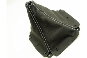 kar designers Fits 1999-2004 Mazda Miata MX5 Real Black Leather Manual Shift Boot with Gray Stitching. (Leather Part Only)