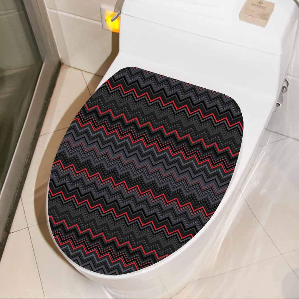Toilet Seat Cover Decal Black Zigzag Chevron Design with