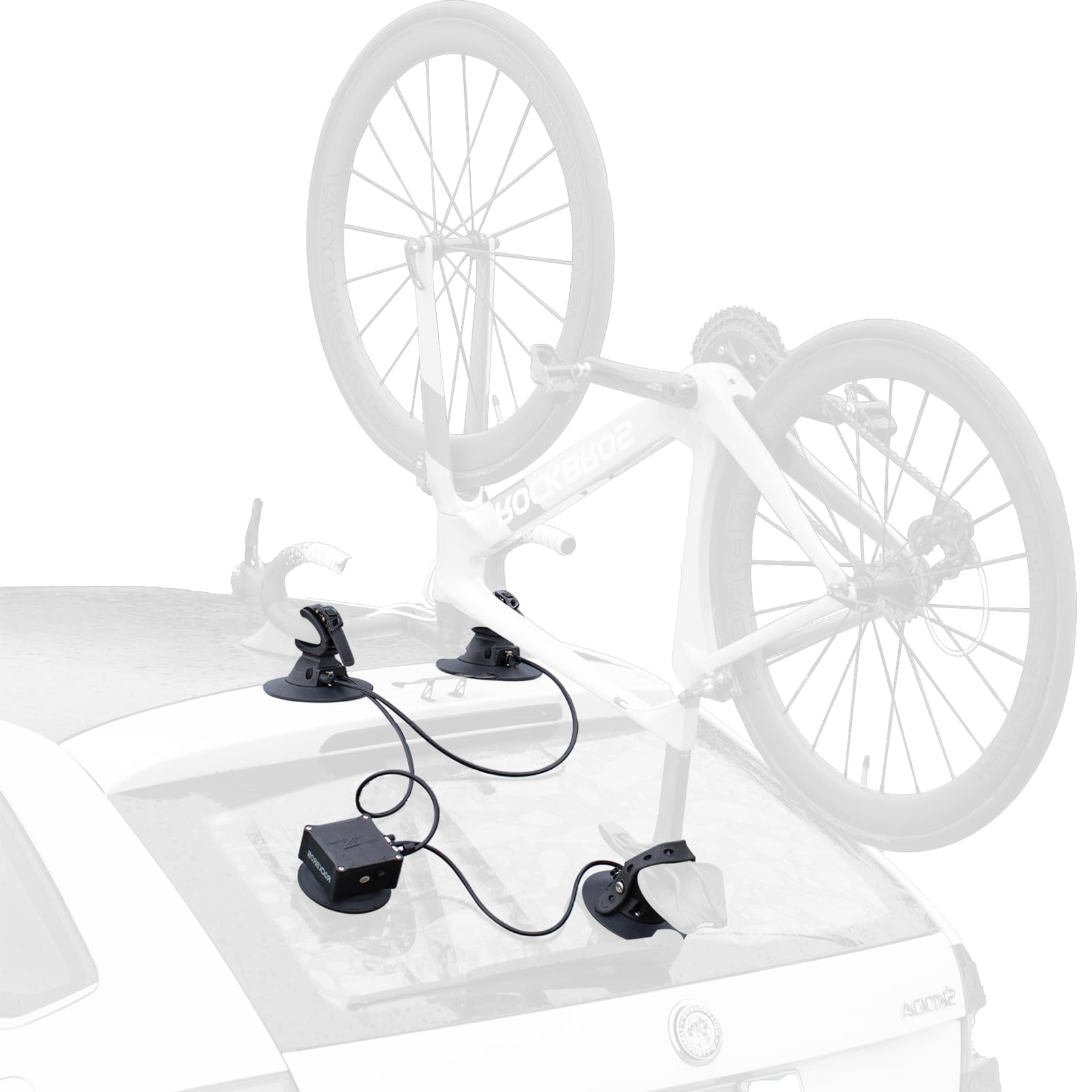 Photo 1 of ROCKBROS Electric Suction Cup Bike Rack for Car Roof Bike Rack Bike Carrier Rack 1-Bike Black