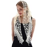 LMVERNA Triangle Lace Mantilla Veil Tulle Scarf Covering Church Veil for Mass Wedding Bridesmaids