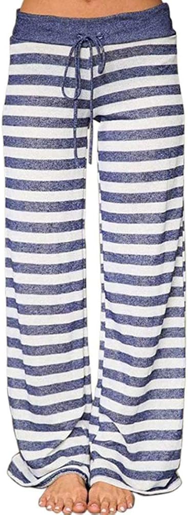 ElsoferWomen's Pajama Lounge Pants Floral Print Comfy Casual Stretch Palazzo Drawstring Pj Bottoms Pants Wide Leg