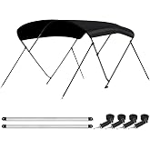 Leader Accessories 10 Colors 3-4 Bow Bimini Top for Boats Boat Canopy Cover | Pontoon Jon Boat Bimini Top Includes 4 Straps 2 Rear Support Poles Mounting Hardwares Storage Boot with 1" Aluminum Frame