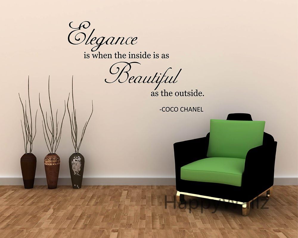Coco Chanel Quote Wall Sticker Motivational Style Is When The Inside Is Beautiful On The Outside Quote Wall Sticker Personalised Q21 Colour Amazon Co Uk Kitchen Home