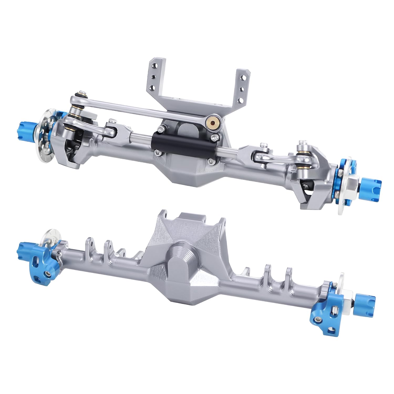 Photo 1 of +9mm 1/24 Aluminum Front Rear Straight Axle with Hydraulic Steering Link for RC Crawler SCX24 Deadbolt 90081 C10 Jeep Gladiator (Titanium)