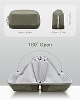 Inateck Electronics Organizer Travel Case Olive Large 180° Open 1200D view 2