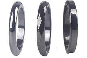 CAIYAO 3Pcs Black Hematite Stone Ring Absorb Negative Energy Anxiety Balance Chakra Ring for Women Men Girl Boy Teens Lover Friend Friendship Unisex Jewelry Gift