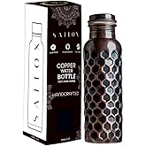 SAJTOX Pure Copper Water Bottle, 32oz, Antique Black, Ayurvedic Water Bottle with Lid, for Hiking, Camping, Home, Office, Gym, Travel, Outdoor Activities 950 ml