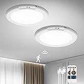 Bojim 2 Pack Rechargeable Battery Operated Ceiling Light for Shower Waterproof, Wireless Stick On LED Dimmable 3 Color Closet