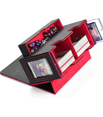 Caja Para Mazo Commander Con Ventana – Almacena 100 Tarjetas De Doble Manga, Ideal Para MTG Y TCG (Negro Y Verde)
