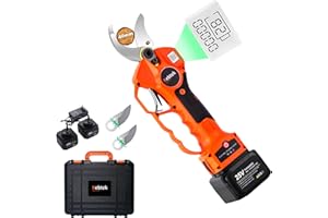 Kebtek Professional Pruning Shears Electric Pruner Branch Cutter, 25V Cordless Pruning Shears Heavy Duty with 2 Pack Brushless Motor Rechargeable -40mm [1.57 Inch] Cutting Diameter
