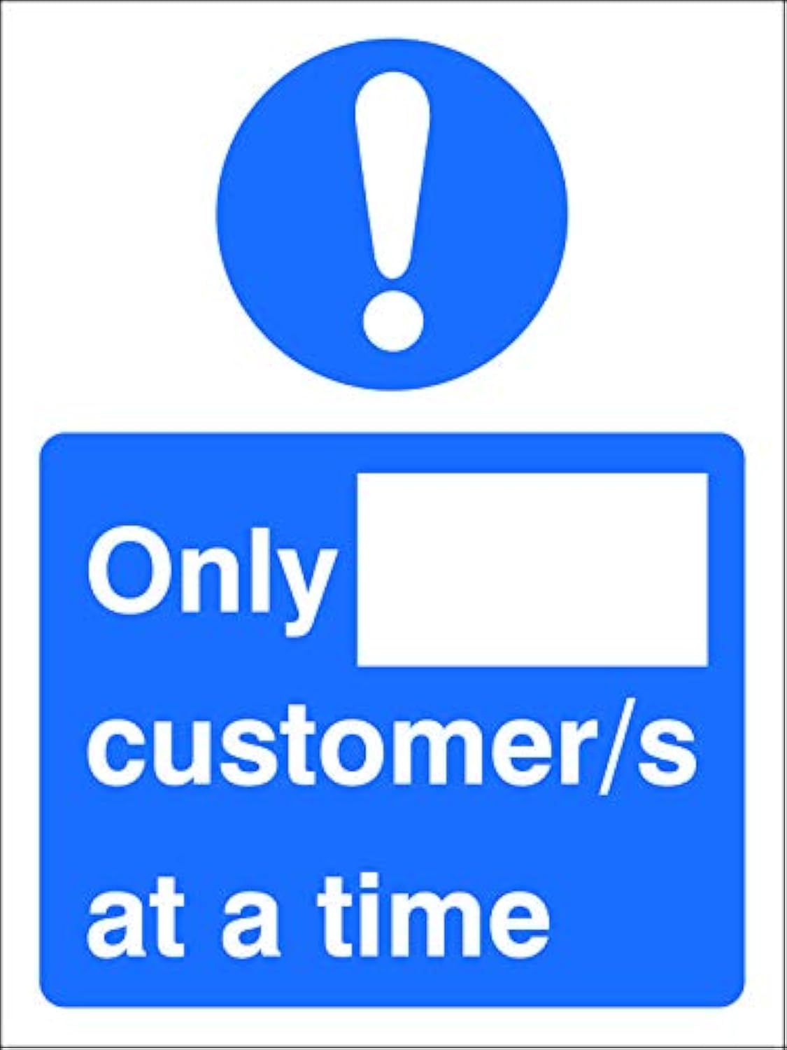 SECO"Customer Numbers", 150x200mm Window Cling Film Sign, Blue/White