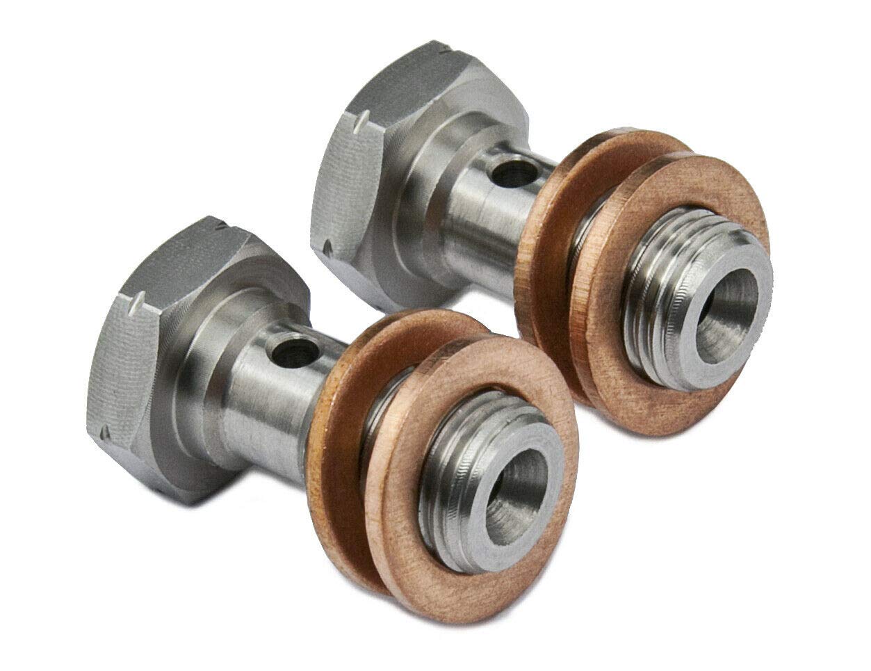 PrecisionGeek - Banjo Bolt M10 x 1.25mm L = 18mm Stainless Steel - Brake Fitting - Set of 2 pieces
