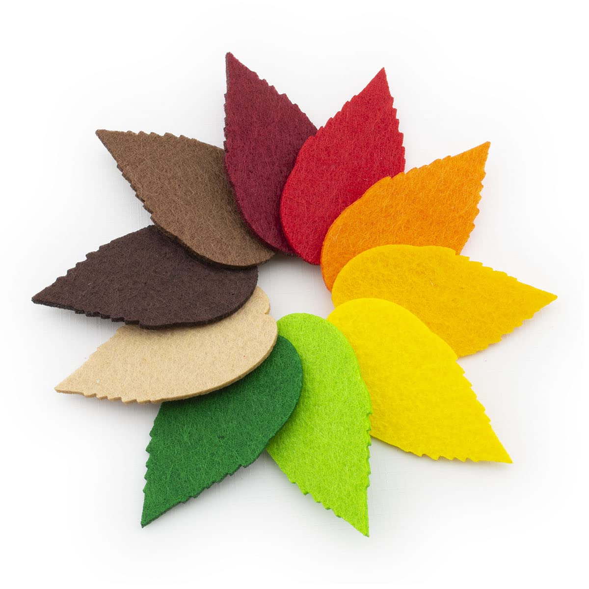 Summer-Ray 100pcs Felt Leaves Laser Cutout Embellishment in 10 Colours