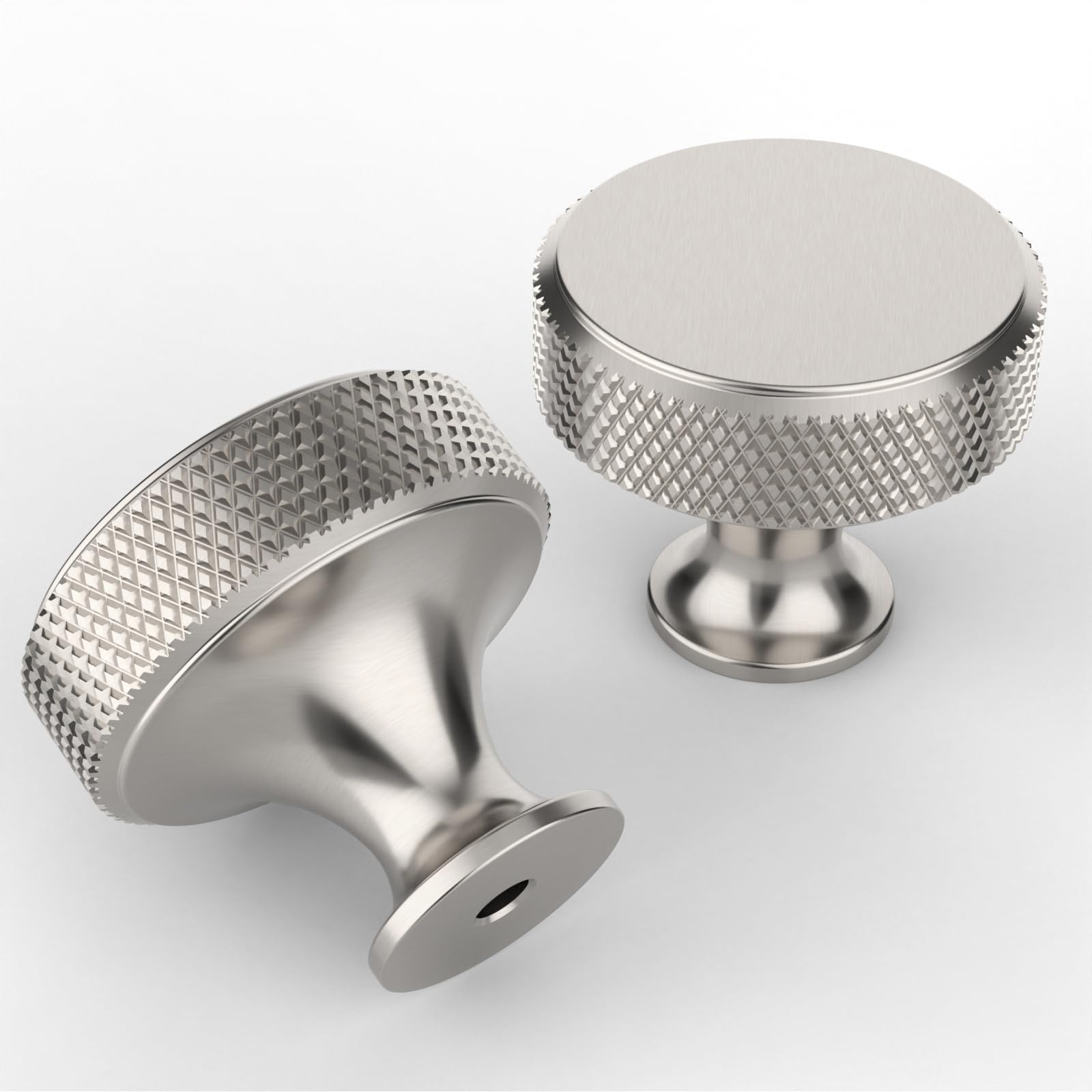 9BUILD 10 Pack Brushed Satin Nickel Cabinet Knobs Single Hole Cupboard Handles Kitchen Knurled Cupboard Knobs for Drawer UK0039